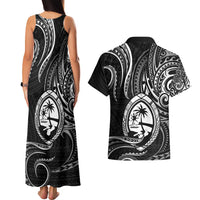 Polynesian Guam Coat of Arms Couples Matching Tank Maxi Dress and Hawaiian Shirt Polynesian Tribal Tattoo Black Version LT9 - Polynesian Pride