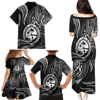 Polynesian Guam Coat of Arms Family Matching Puletasi and Hawaiian Shirt Polynesian Tribal Tattoo Black Version LT9 - Polynesian Pride