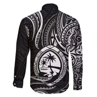 Polynesian Guam Coat of Arms Family Matching Summer Maxi Dress and Hawaiian Shirt Polynesian Tribal Tattoo Black Version LT9 - Polynesian Pride