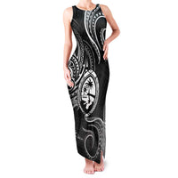 Polynesian Guam Coat of Arms Family Matching Tank Maxi Dress and Hawaiian Shirt Polynesian Tribal Tattoo Black Version LT9 Mom's Dress Black - Polynesian Pride