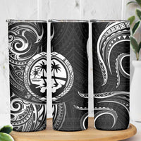 Polynesian Guam Coat of Arms Skinny Tumbler Polynesian Tribal Tattoo Black Version LT9 - Polynesian Pride