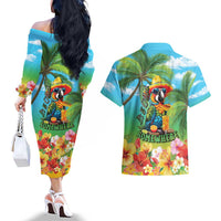 Always 5 O'clock Couples Matching Off The Shoulder Long Sleeve Dress and Hawaiian Shirt Hawaiian Tropical Parrot LT9 - Polynesian Pride