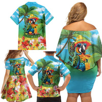 Always 5 O'clock Family Matching Off Shoulder Short Dress and Hawaiian Shirt Hawaiian Tropical Parrot LT9 - Polynesian Pride