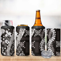 Hawaii Puakenikeni and Maile Lei 4 in 1 Can Cooler Tumbler Black Japanese Wave Style LT9 - Polynesian Pride