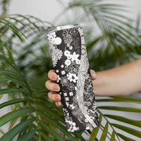 Hawaii Puakenikeni and Maile Lei Skinny Tumbler Black Japanese Wave Style LT9 - Polynesian Pride