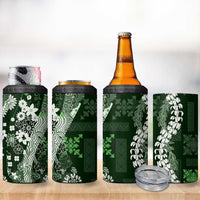 Hawaii Puakenikeni and Maile Lei 4 in 1 Can Cooler Tumbler Green Japanese Wave Style LT9 - Polynesian Pride