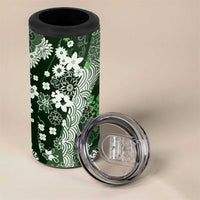 Hawaii Puakenikeni and Maile Lei 4 in 1 Can Cooler Tumbler Green Japanese Wave Style LT9 - Polynesian Pride
