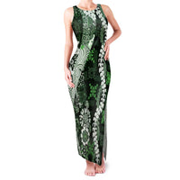 Hawaii Puakenikeni and Maile Lei Family Matching Tank Maxi Dress and Hawaiian Shirt Green Japanese Wave Style LT9 Mom's Dress Green - Polynesian Pride