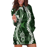 Hawaii Puakenikeni and Maile Lei Hoodie Dress Green Japanese Wave Style LT9 Green - Polynesian Pride