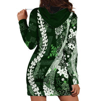 Hawaii Puakenikeni and Maile Lei Hoodie Dress Green Japanese Wave Style LT9 - Polynesian Pride