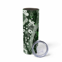 Hawaii Puakenikeni and Maile Lei Skinny Tumbler Green Japanese Wave Style LT9 - Polynesian Pride