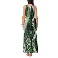 Hawaii Puakenikeni and Maile Lei Tank Maxi Dress Green Japanese Wave Style LT9 - Polynesian Pride