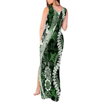 Hawaii Puakenikeni and Maile Lei Tank Maxi Dress Green Japanese Wave Style LT9 - Polynesian Pride