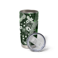 Hawaii Puakenikeni and Maile Lei Tumbler Cup Green Japanese Wave Style - Polynesian Pride