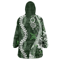 Hawaii Puakenikeni and Maile Lei Wearable Blanket Hoodie Green Japanese Wave Style LT9 - Polynesian Pride