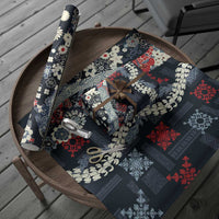 Hawaii Puakenikeni and Maile Lei Wrapping Paper Navy Blue Japanese Wave Style - Polynesian Pride