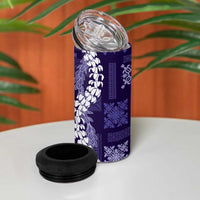 Hawaii Puakenikeni and Maile Lei 4 in 1 Can Cooler Tumbler Purple Japanese Wave Style LT9 - Polynesian Pride