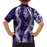 Hawaii Puakenikeni and Maile Lei Family Matching Summer Maxi Dress and Hawaiian Shirt Purple Japanese Wave Style LT9 - Polynesian Pride