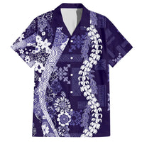 Hawaii Puakenikeni and Maile Lei Hawaiian Shirt Purple Japanese Wave Style LT9 Purple - Polynesian Pride