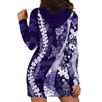 Hawaii Puakenikeni and Maile Lei Hoodie Dress Purple Japanese Wave Style LT9 - Polynesian Pride