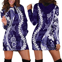 Hawaii Puakenikeni and Maile Lei Hoodie Dress Purple Japanese Wave Style LT9 - Polynesian Pride