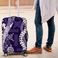 Hawaii Puakenikeni and Maile Lei Luggage Cover Purple Japanese Wave Style LT9 Purple - Polynesian Pride