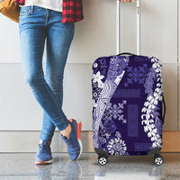 Hawaii Puakenikeni and Maile Lei Luggage Cover Purple Japanese Wave Style LT9 - Polynesian Pride