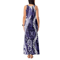Hawaii Puakenikeni and Maile Lei Tank Maxi Dress Purple Japanese Wave Style LT9 - Polynesian Pride