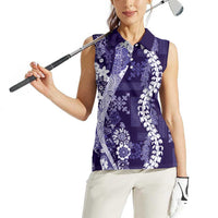 Hawaii Puakenikeni and Maile Lei Women Sleeveless Polo Shirt Purple Japanese Wave Style LT9 - Polynesian Pride