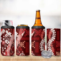 Hawaii Puakenikeni and Maile Lei 4 in 1 Can Cooler Tumbler Red Japanese Wave Style LT9 - Polynesian Pride