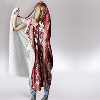 Hawaii Puakenikeni and Maile Lei Hooded Blanket Red Japanese Wave Style - Polynesian Pride
