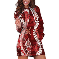 Hawaii Puakenikeni and Maile Lei Hoodie Dress Red Japanese Wave Style LT9 Red - Polynesian Pride