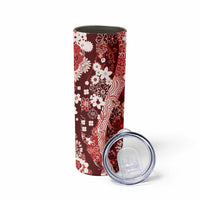 Hawaii Puakenikeni and Maile Lei Skinny Tumbler Red Japanese Wave Style LT9 - Polynesian Pride