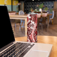 Hawaii Puakenikeni and Maile Lei Skinny Tumbler Red Japanese Wave Style LT9 - Polynesian Pride