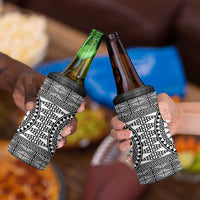 All White Tonga Malo e lelei 4 in 1 Can Cooler Tumbler Vintage Ngatu Tribal Pattern - Polynesian Pride