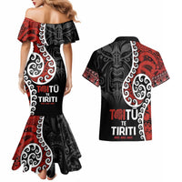 Honour The Treaty New Zealand Couples Matching Mermaid Dress and Hawaiian Shirt Toitu Te Tiriti Ake!Ake!Ake! LT9 - Polynesian Pride