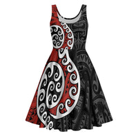 Honour The Treaty New Zealand Midi Dress Toitu Te Tiriti Ake Ake Ake LT9 Red - Polynesian Pride
