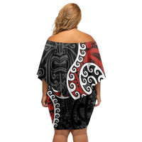 Honour The Treaty New Zealand Off Shoulder Short Dress Toitu Te Tiriti Ake!Ake!Ake! LT9 - Polynesian Pride