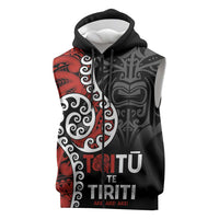 Honour The Treaty New Zealand Sleeveless Zip Hoodie Toitu Te Tiriti Ake Ake Ake LT9 Red - Polynesian Pride