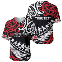Honour The Treaty New Zealand Personalised Baseball Jersey Toitu Te Tiriti Half Fern with Haka dance LT9 - Polynesian Pride