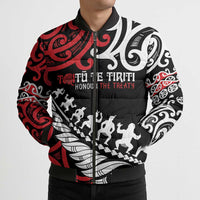 Honour The Treaty New Zealand Personalised Bomber Puffer Jacket Toitu Te Tiriti Half Fern Haka Dance LT9 - Polynesian Pride