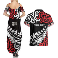 Honour The Treaty New Zealand Personalised Couples Matching Summer Maxi Dress and Hawaiian Shirt Toitu Te Tiriti Half Fern with Haka dance LT9 - Polynesian Pride