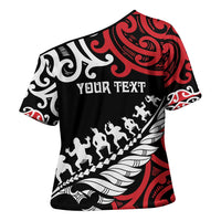 Honour The Treaty New Zealand Personalised Cross Shoulder Shirt Toitu Te Tiriti Half Fern Haka Dance LT9 - Polynesian Pride