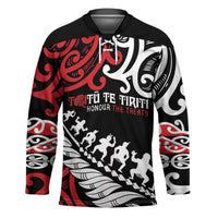 Honour The Treaty New Zealand Personalised Hockey Jersey Toitu Te Tiriti Half Fern Haka Dance LT9 Unisex Red - Polynesian Pride