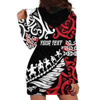 Honour The Treaty New Zealand Personalised Hoodie Dress Toitu Te Tiriti Half Fern with Haka dance LT9 - Polynesian Pride