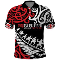 Honour The Treaty New Zealand Personalised Polo Shirt Toitu Te Tiriti Half Fern with Haka dance LT9 Black - Polynesian Pride