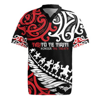 Honour The Treaty New Zealand Personalised Rugby Jersey Toitu Te Tiriti Half Fern with Haka dance LT9 Black - Polynesian Pride