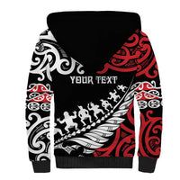 Honour The Treaty New Zealand Personalised Sherpa Hoodie Toitu Te Tiriti Half Fern with Haka dance LT9 - Polynesian Pride