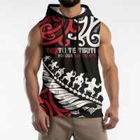 Honour The Treaty New Zealand Personalised Sleeveless Hoodie Toitu Te Tiriti Half Fern Haka Dance LT9 - Polynesian Pride