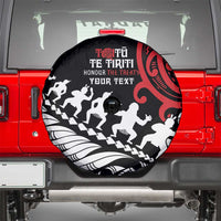 Honour The Treaty New Zealand Personalised Spare Tire Cover Toitu Te Tiriti Half Fern with Haka dance LT9 - Polynesian Pride